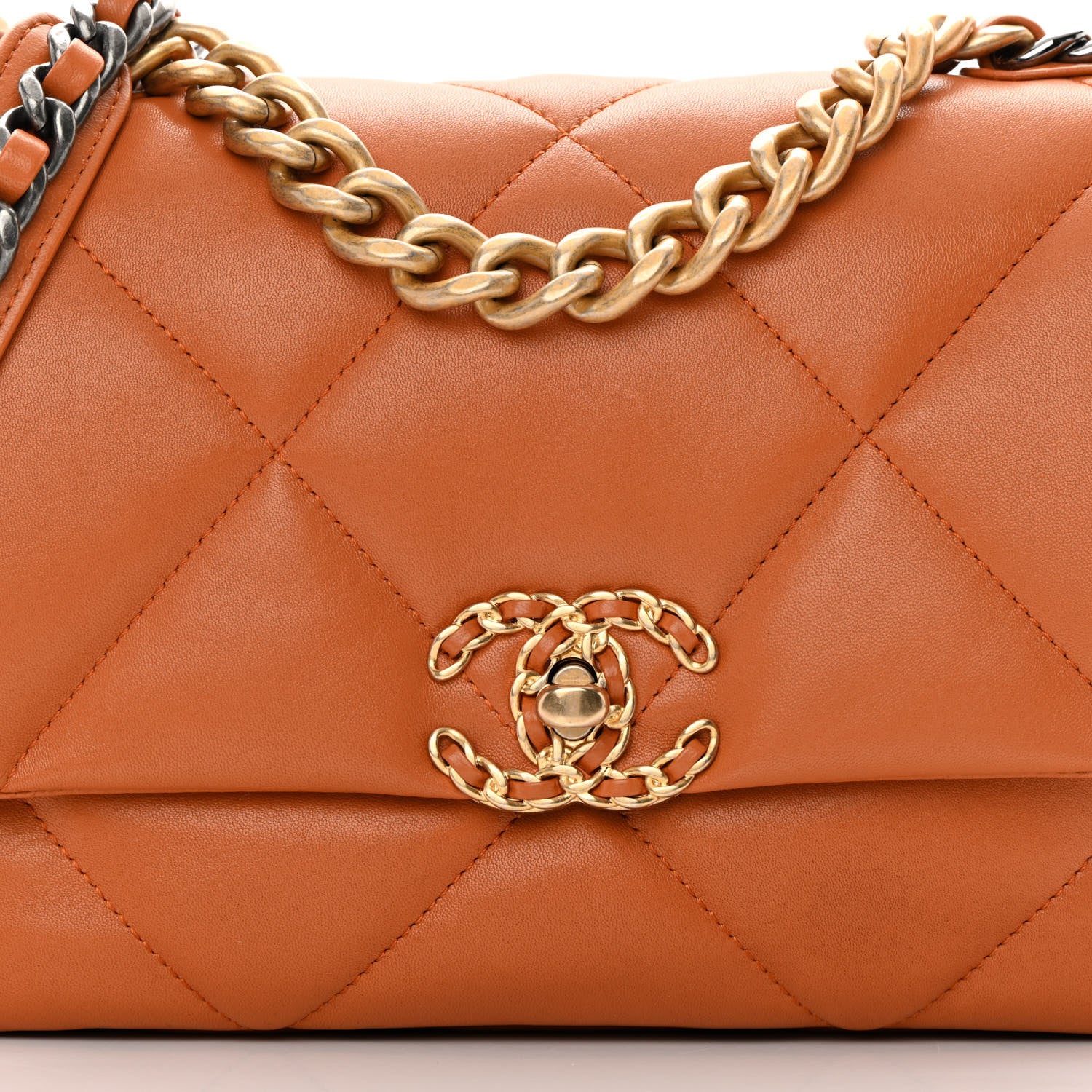 Chanel Lambskin Quilted Medium Chanel 19 Flap Light Brown 8 of 13