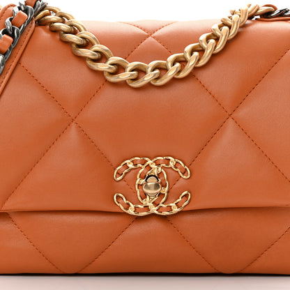 Chanel Lambskin Quilted Medium Chanel 19 Flap Light Brown 8 of 13