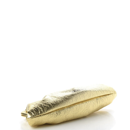 Balenciaga Metallic Textured Calfskin Logo XL Cloud Clutch Gold 4 of 9