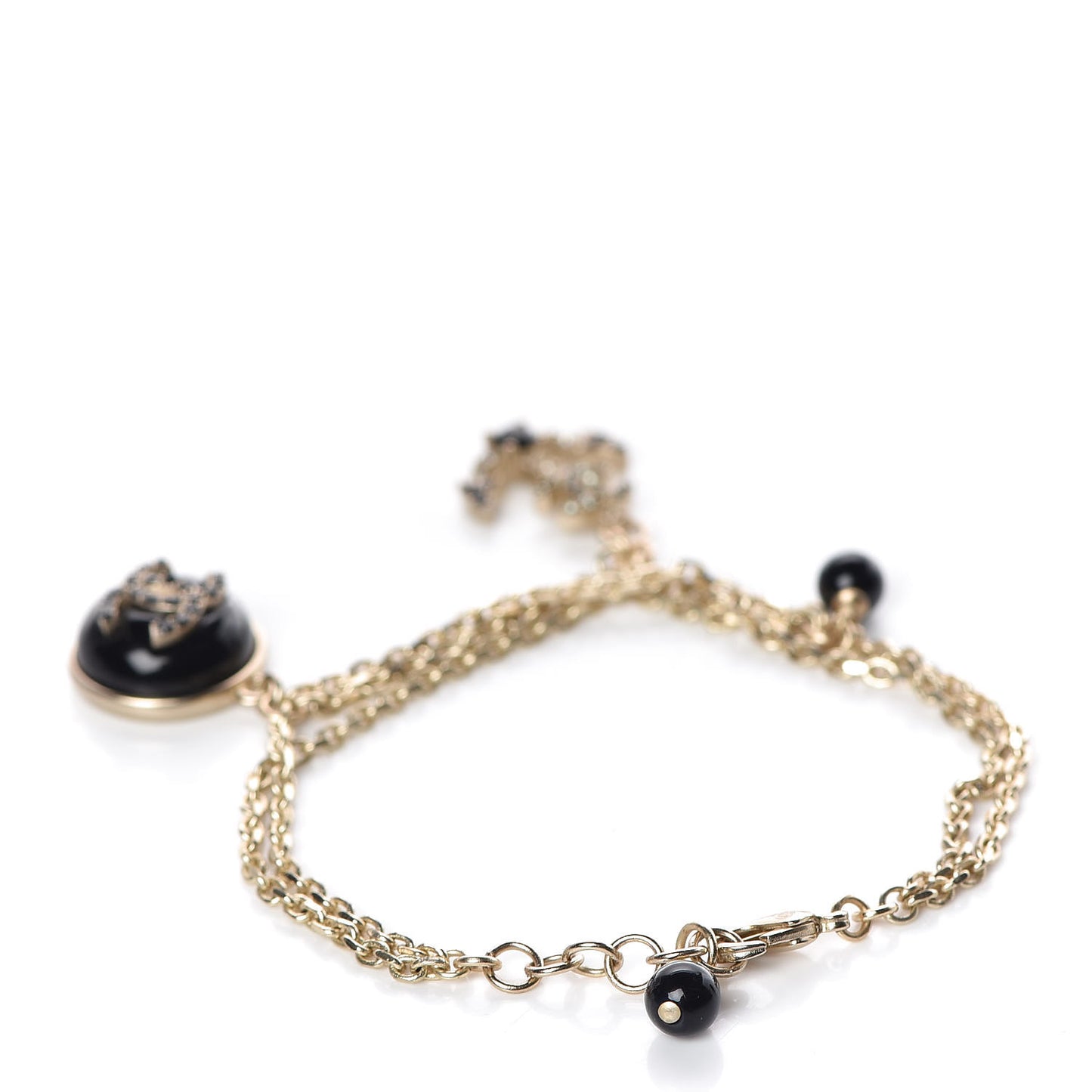Resin Bead Charms Bracelet Black Gold