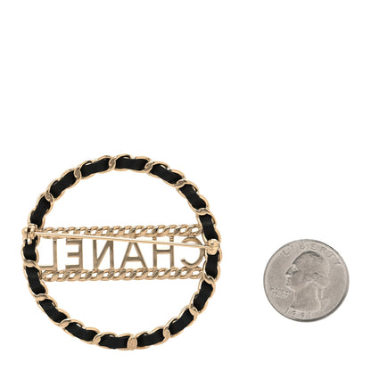 Chanel Lambskin Chain Logo Brooch Black Gold 2 of 3