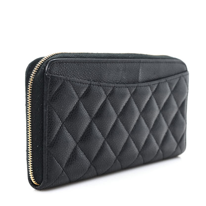 Chanel Caviar Quilted Large Gusset Zip Around Wallet Black 3 of 7