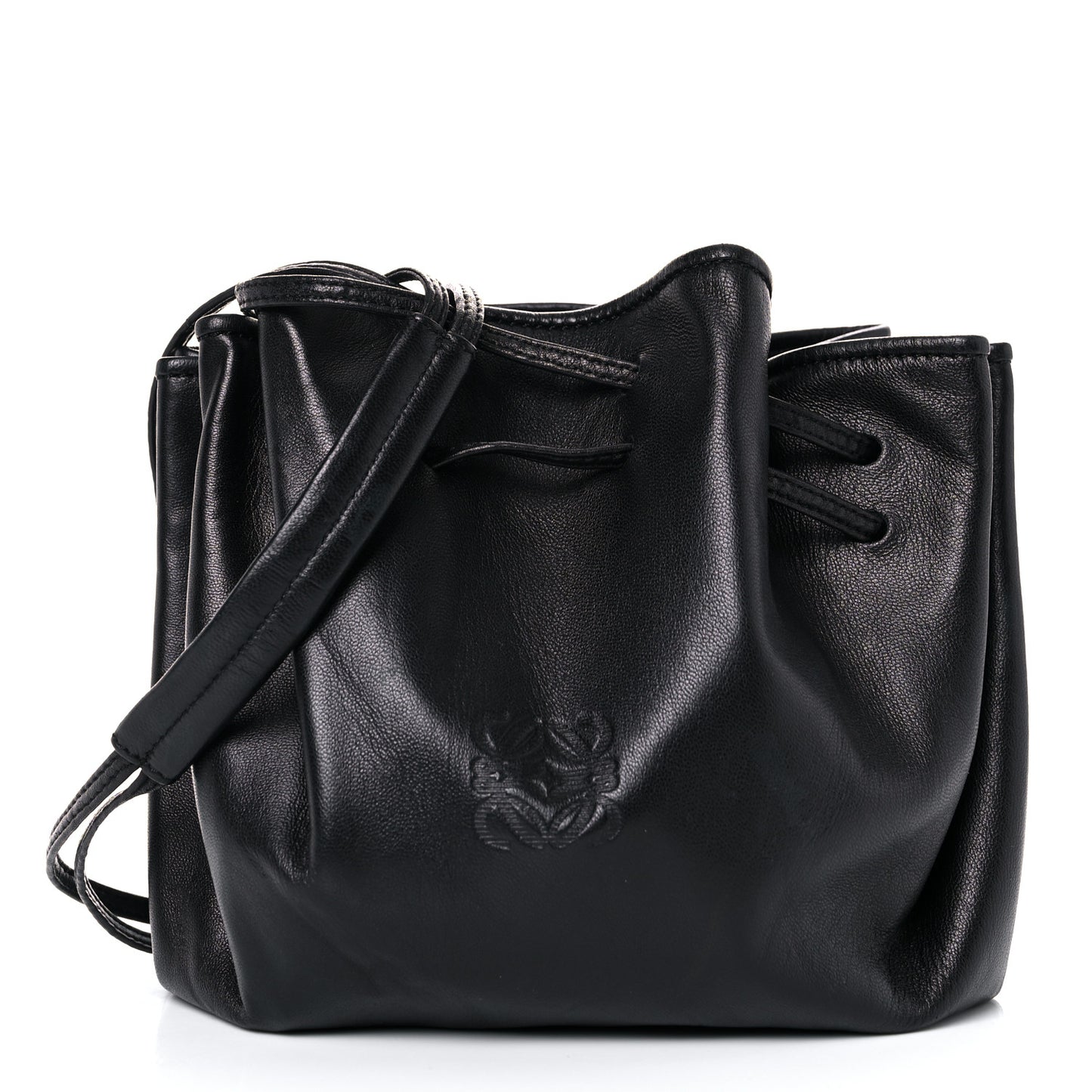 Calfskin Drawstring Bag Black