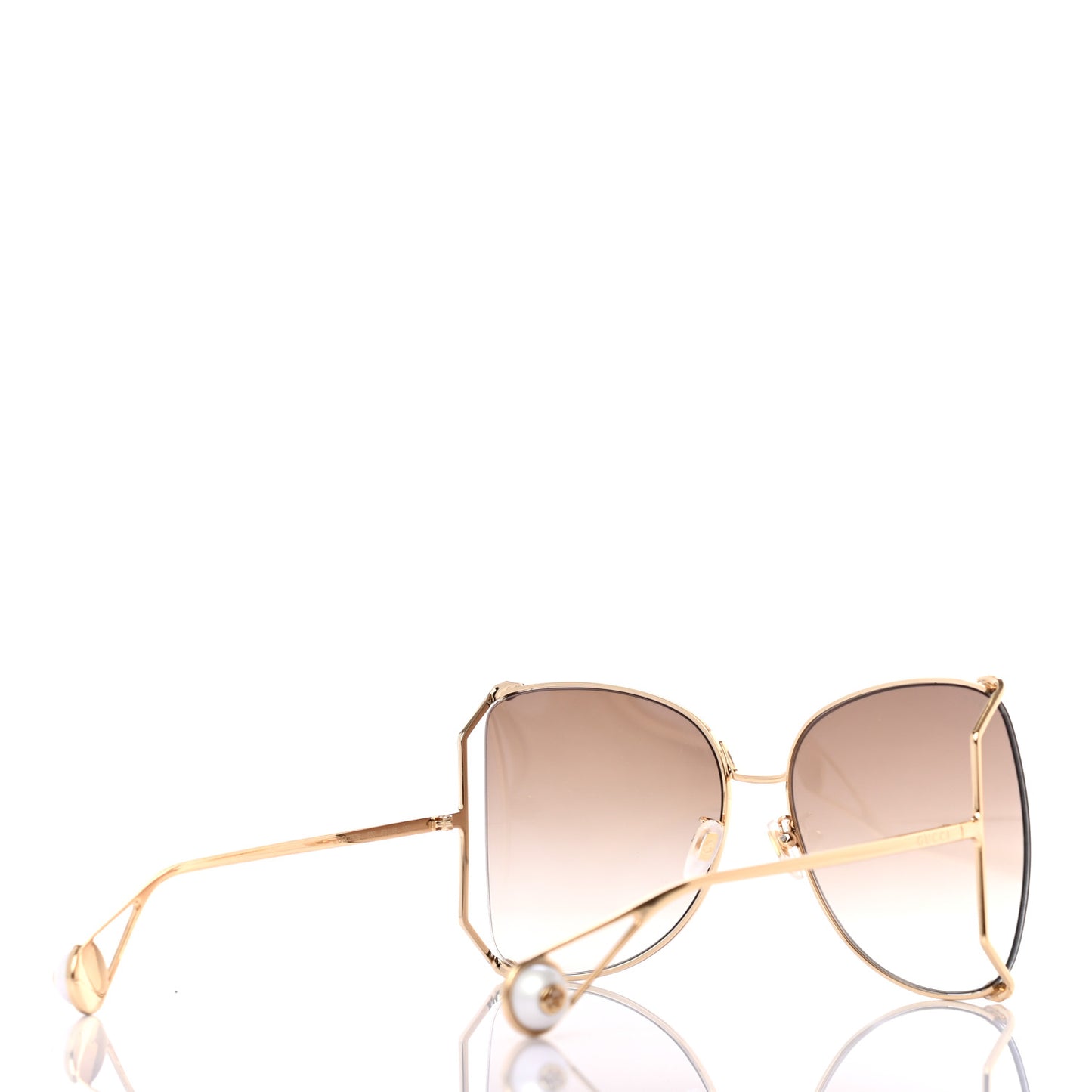 Oversized Round Sunglasses GG0252S Gold Brown