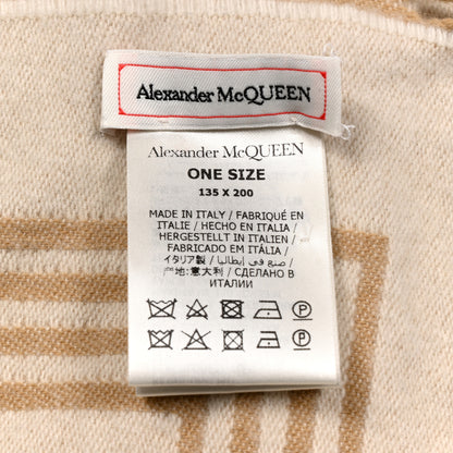 Alexander McQueen Wool Cashmere Skull Scarf Beige White 3 of 4