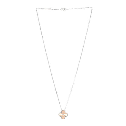 Van Cleef & Arpels 18K White Rose Gold Diamond Guilloche Vintage Alhambra Pendant Necklace 3 of 6