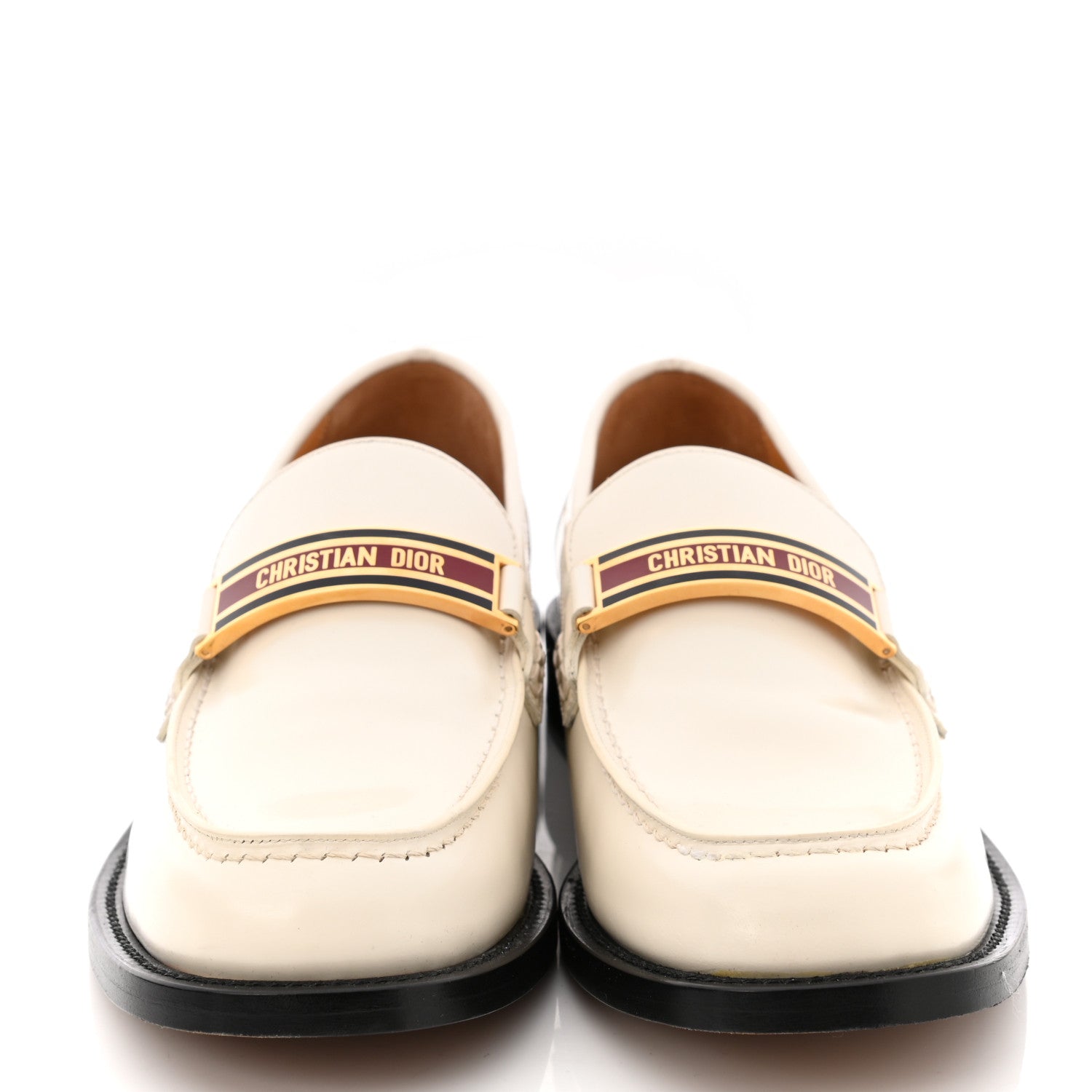 Christian Dior Brushed Calfskin Dior Code 15mm Loafers 40.5 Off White 2 of 9