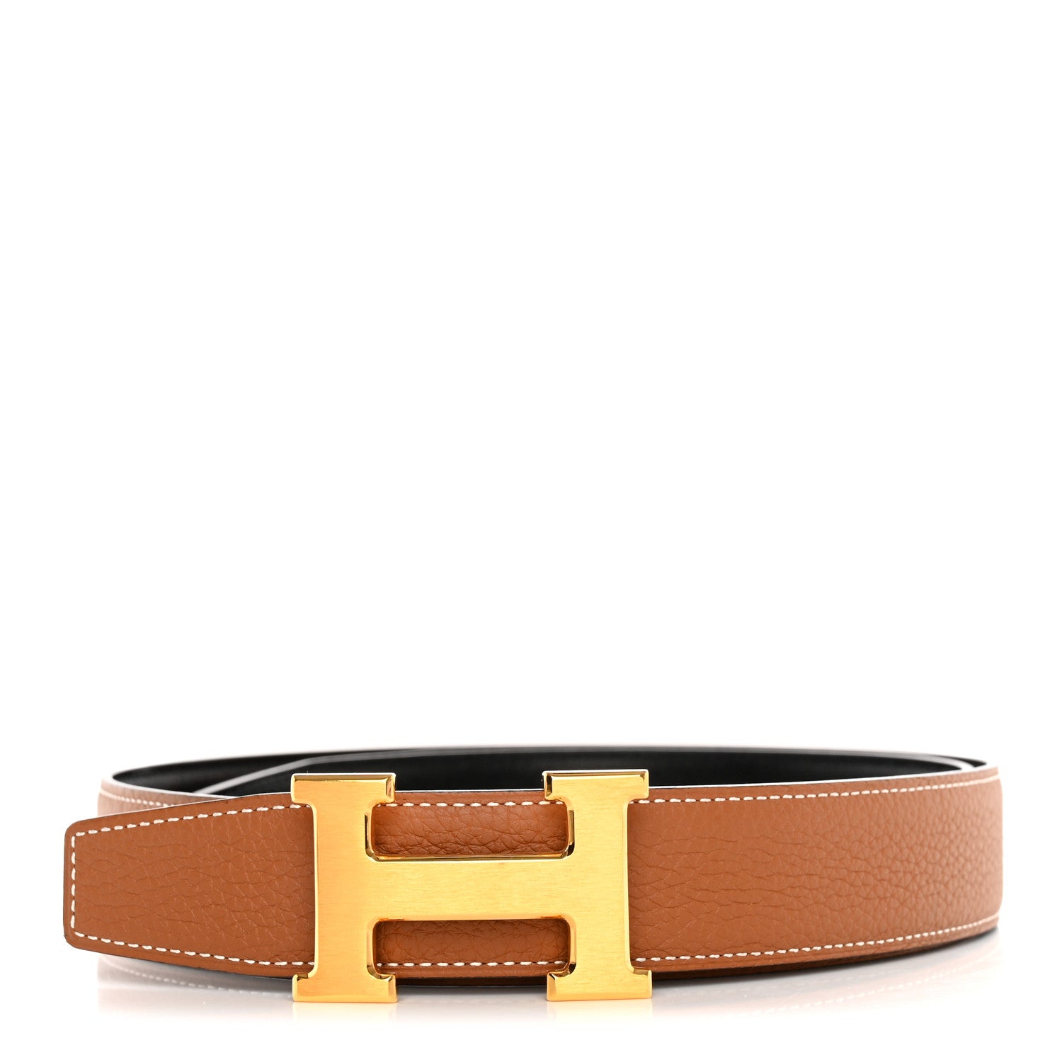 Hermes Box Togo 32mm H Belt 85 Black Gold 1 of 5