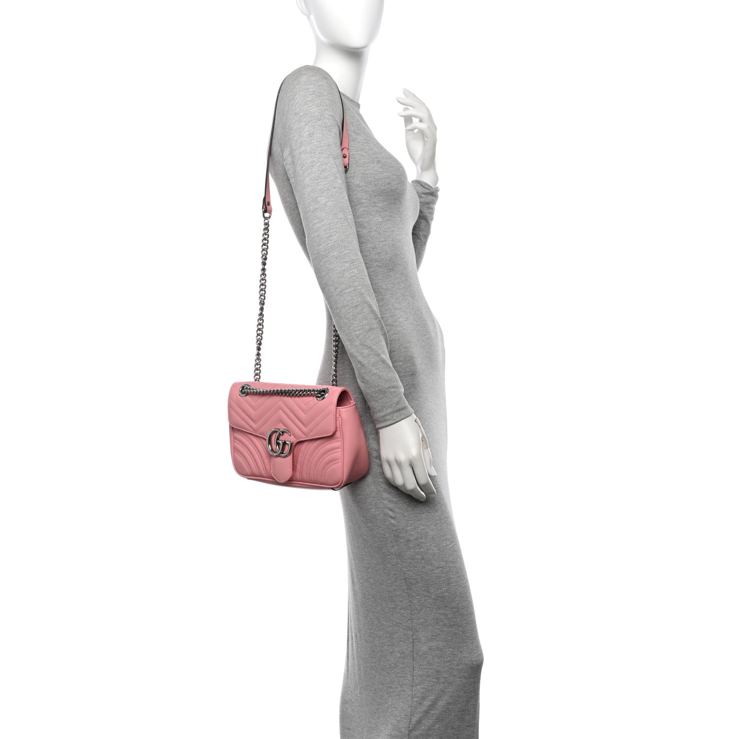 Gucci Calfskin Matelasse Medium GG Marmont Shoulder Bag Wild Rose 2 of 10
