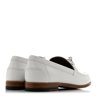 Hermes Calfskin Womens Destin Loafers 36 White 5 of 12