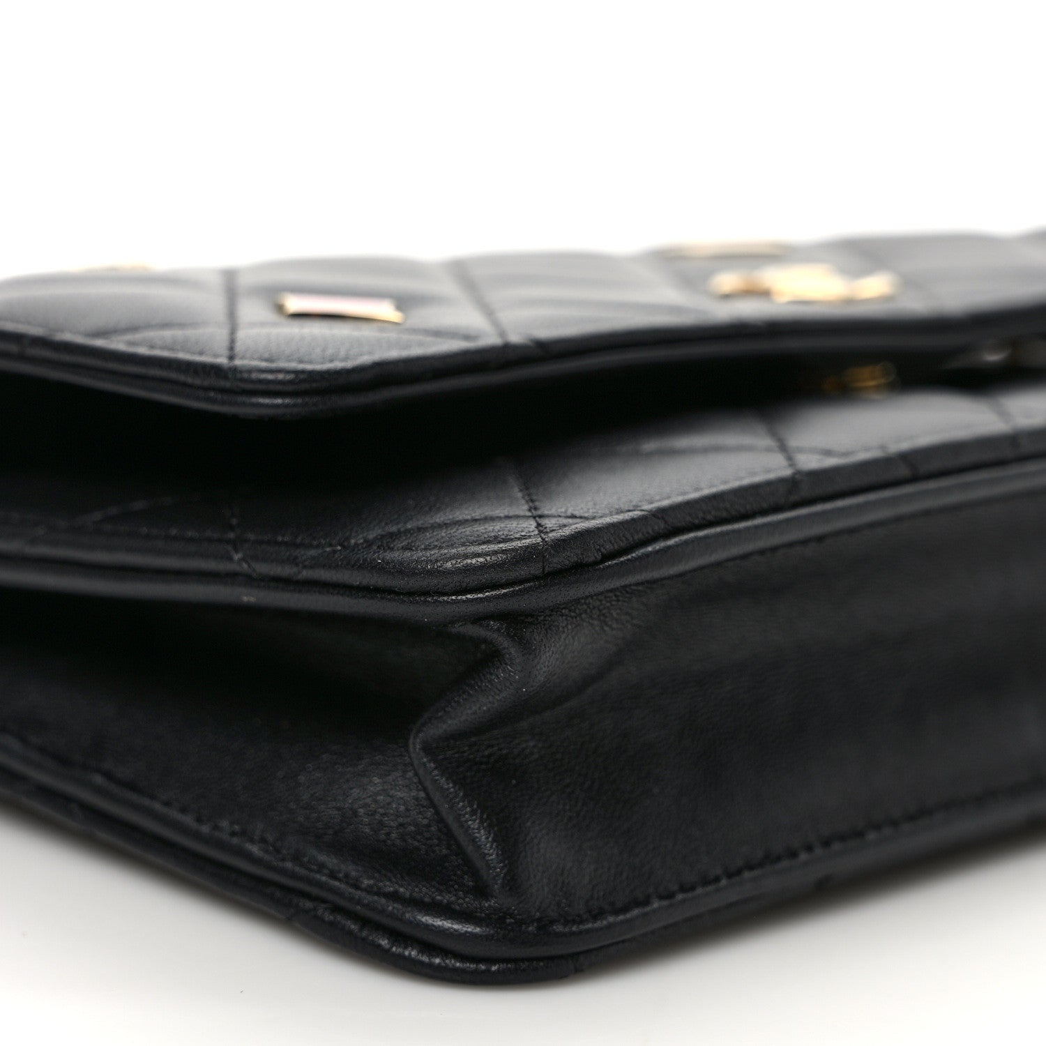 Chanel Lambskin Quilted Enamel Coco Casino Wallet On Chain WOC Black 9 of 11