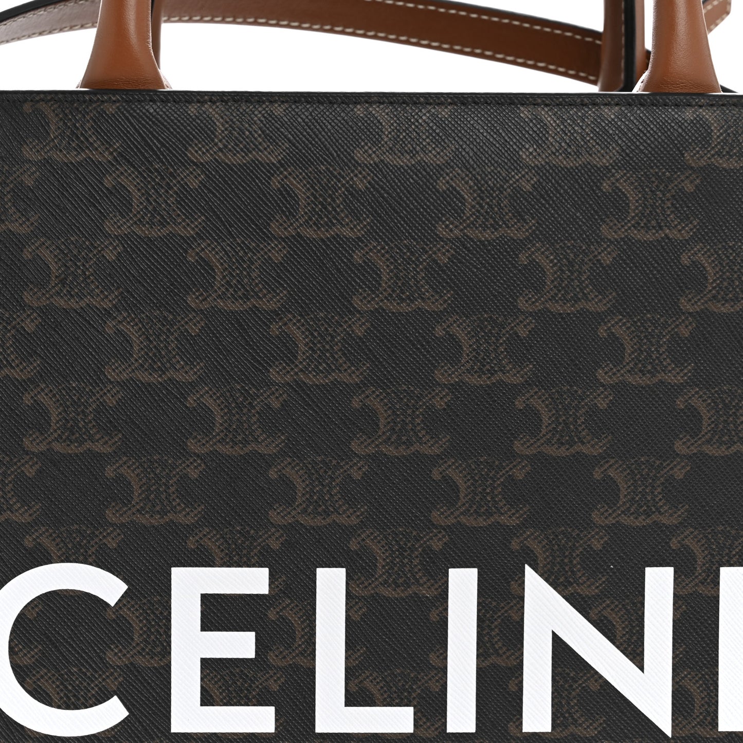 Triomphe Canvas Calfskin Small Vertical Cabas Tan