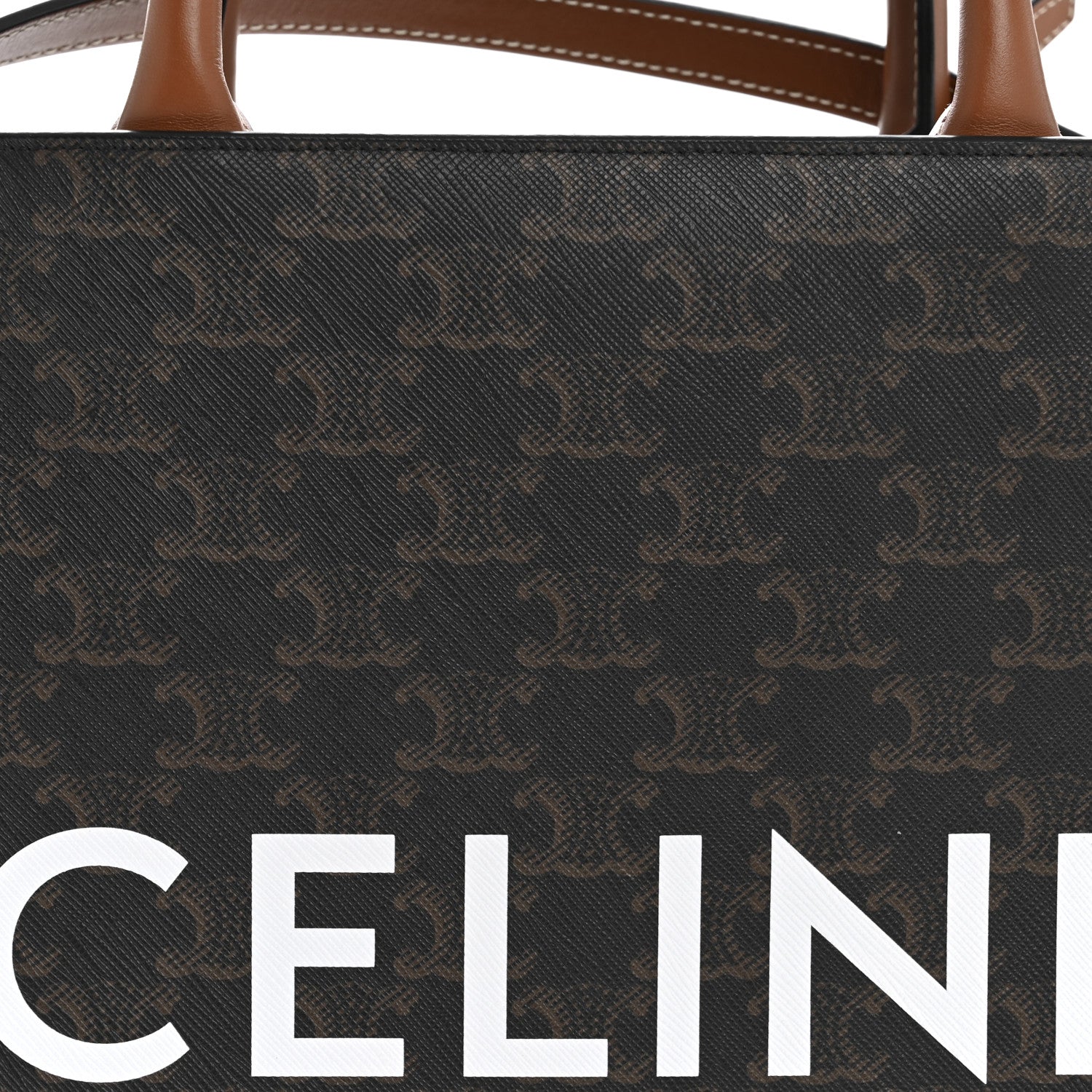 Celine Triomphe Canvas Calfskin Small Vertical Cabas Tan 9 of 11