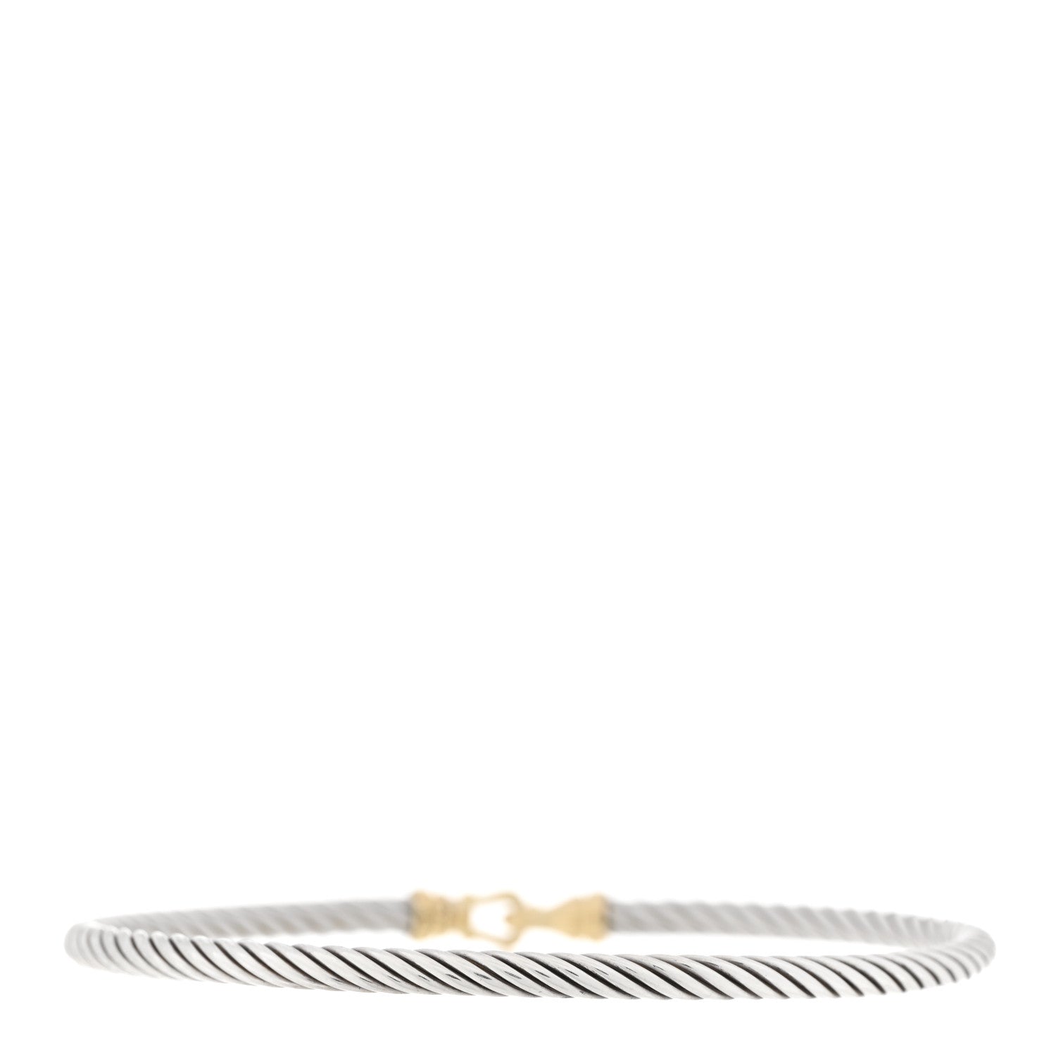 David Yurman Sterling Silver 18K Yellow Gold 3mm Cable Buckle Bracelet 2 of 4