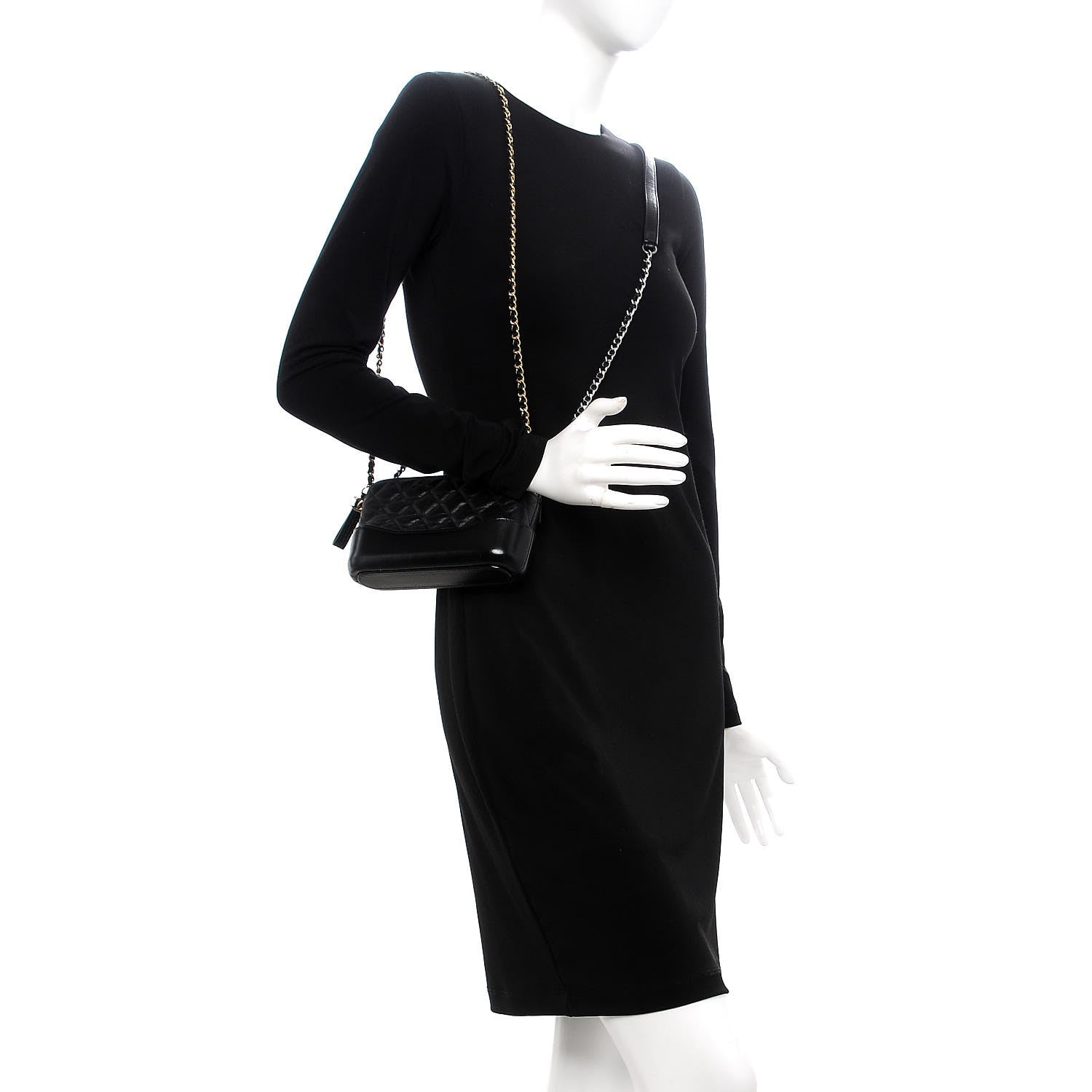 Chanel Aged Calfskin Quilted Small Gabrielle Clutch With Chain Black 3 of 12