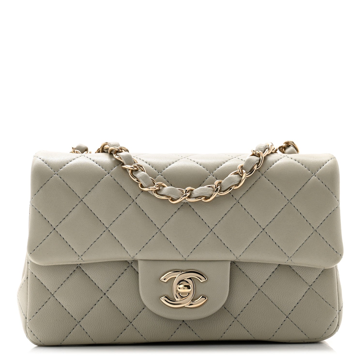 Chanel Lambskin Quilted Mini Rectangular Flap Grey 1 of 10
