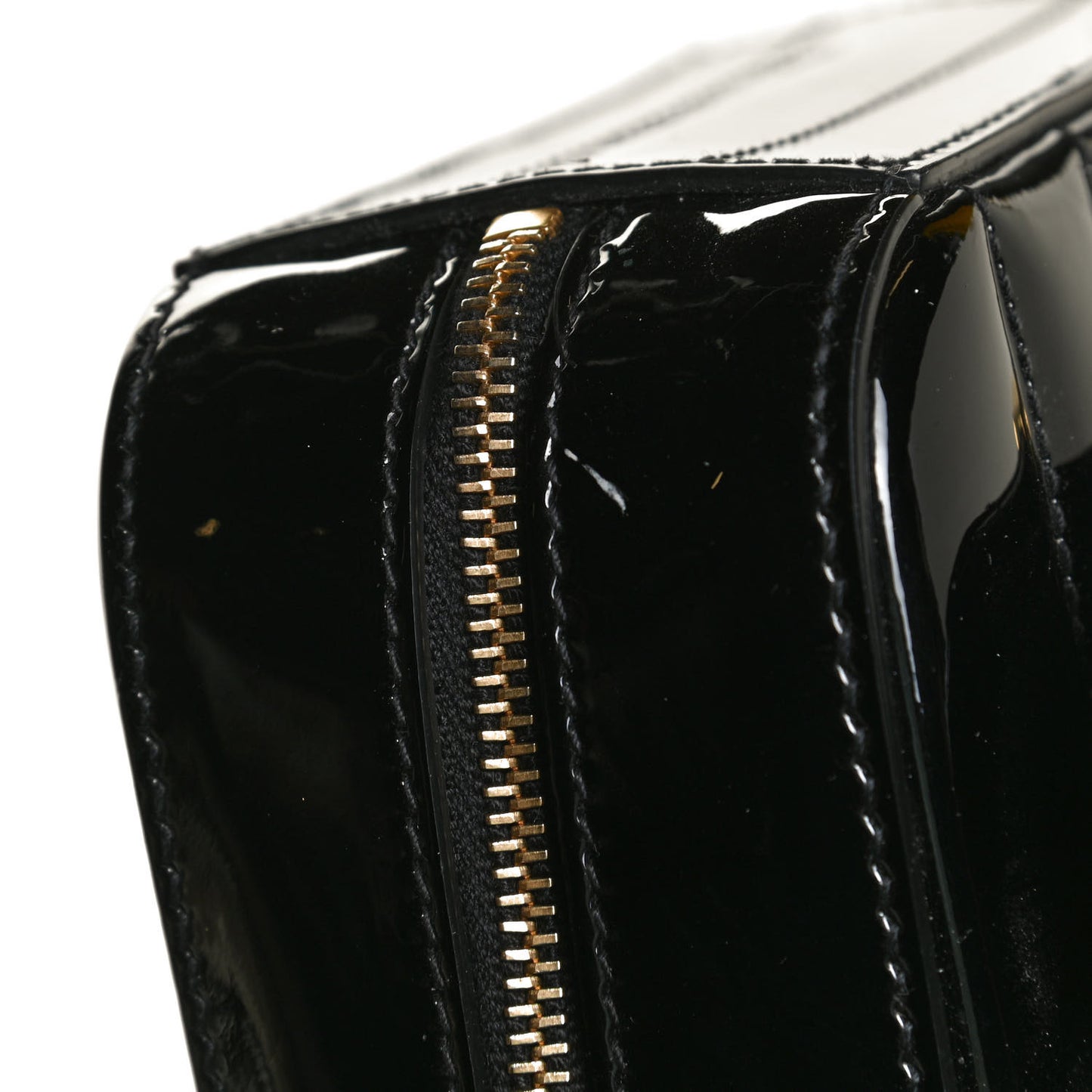Patent Calfskin Matelasse Monogram Small Vicky Chain Bag Black