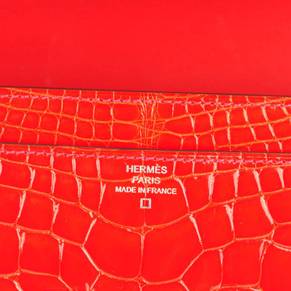 Hermes Shiny Alligator Constance Long Wallet Geranium 6 of 9