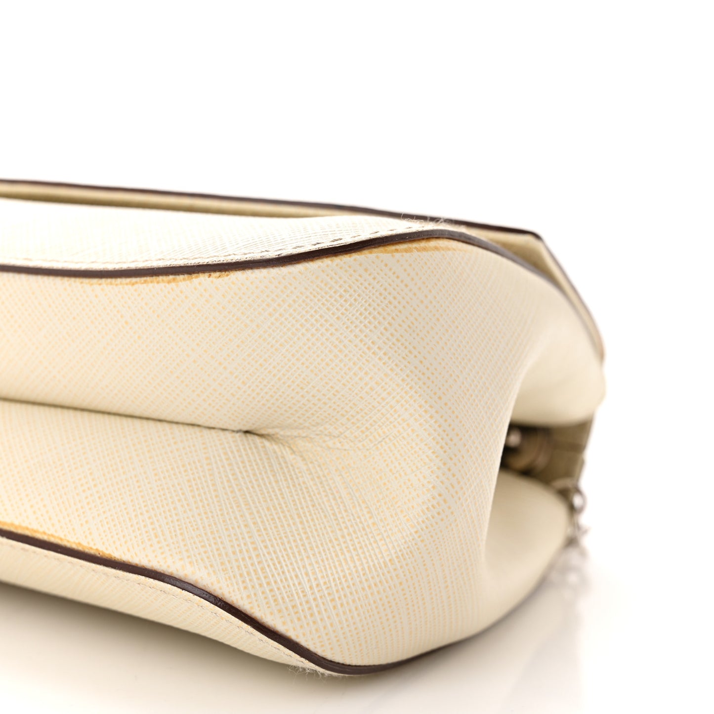 Saffiano Gancio Chain Flap White