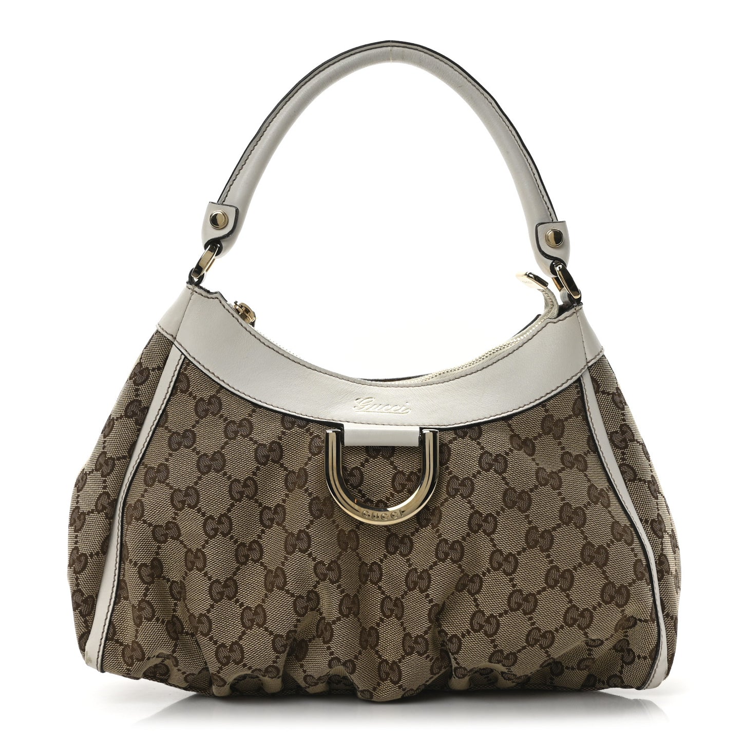 Monogram Medium D Gold Ring Hobo White