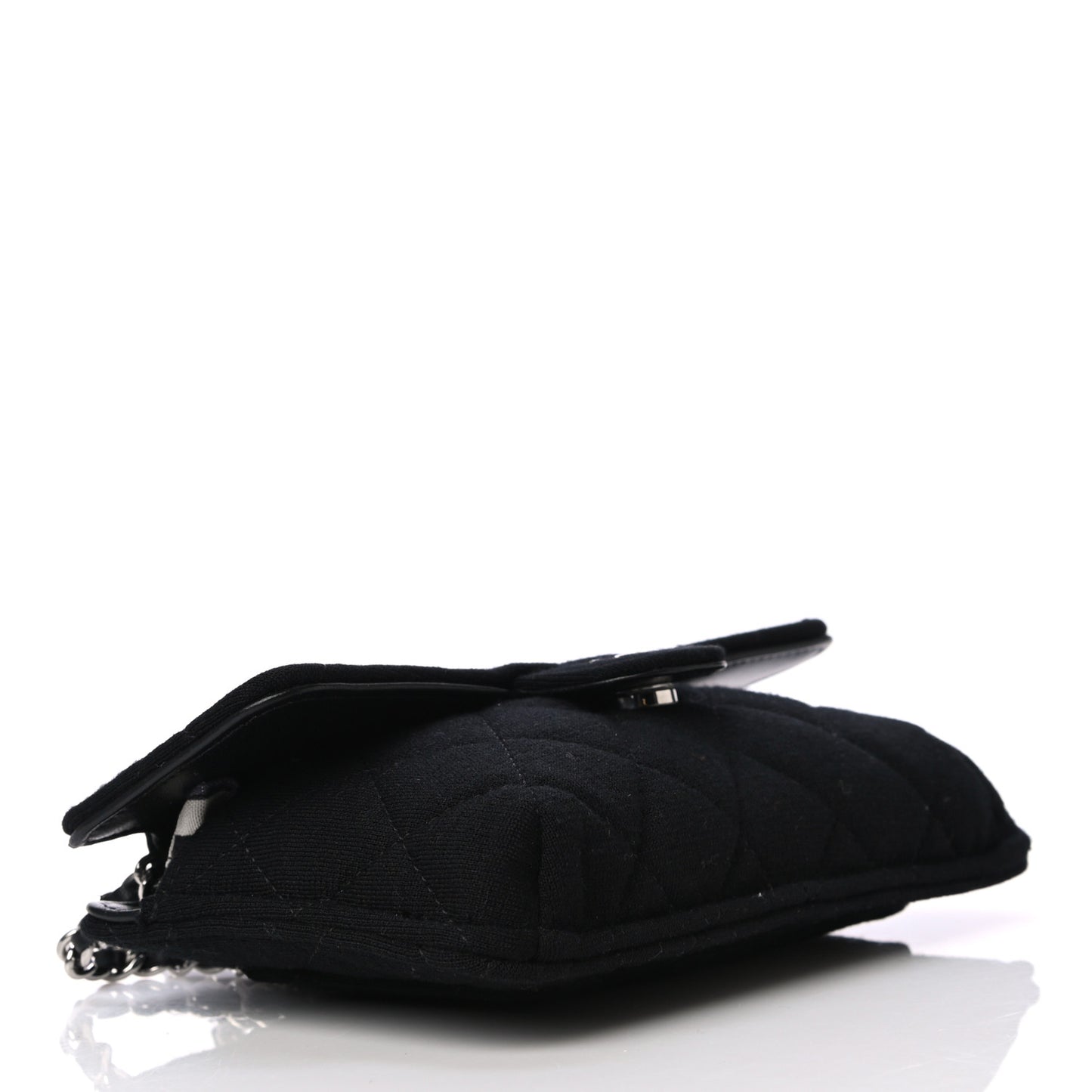Jersey Fabric Quilted Foldable Tote With Chain Black Multicolor