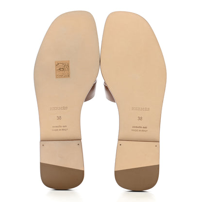 Hermes Box Calfskin Oran Sandals 38 Gold 5 of 9