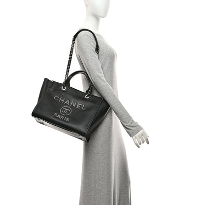 Chanel Caviar Small Studded Deauville Tote Black 2 of 10