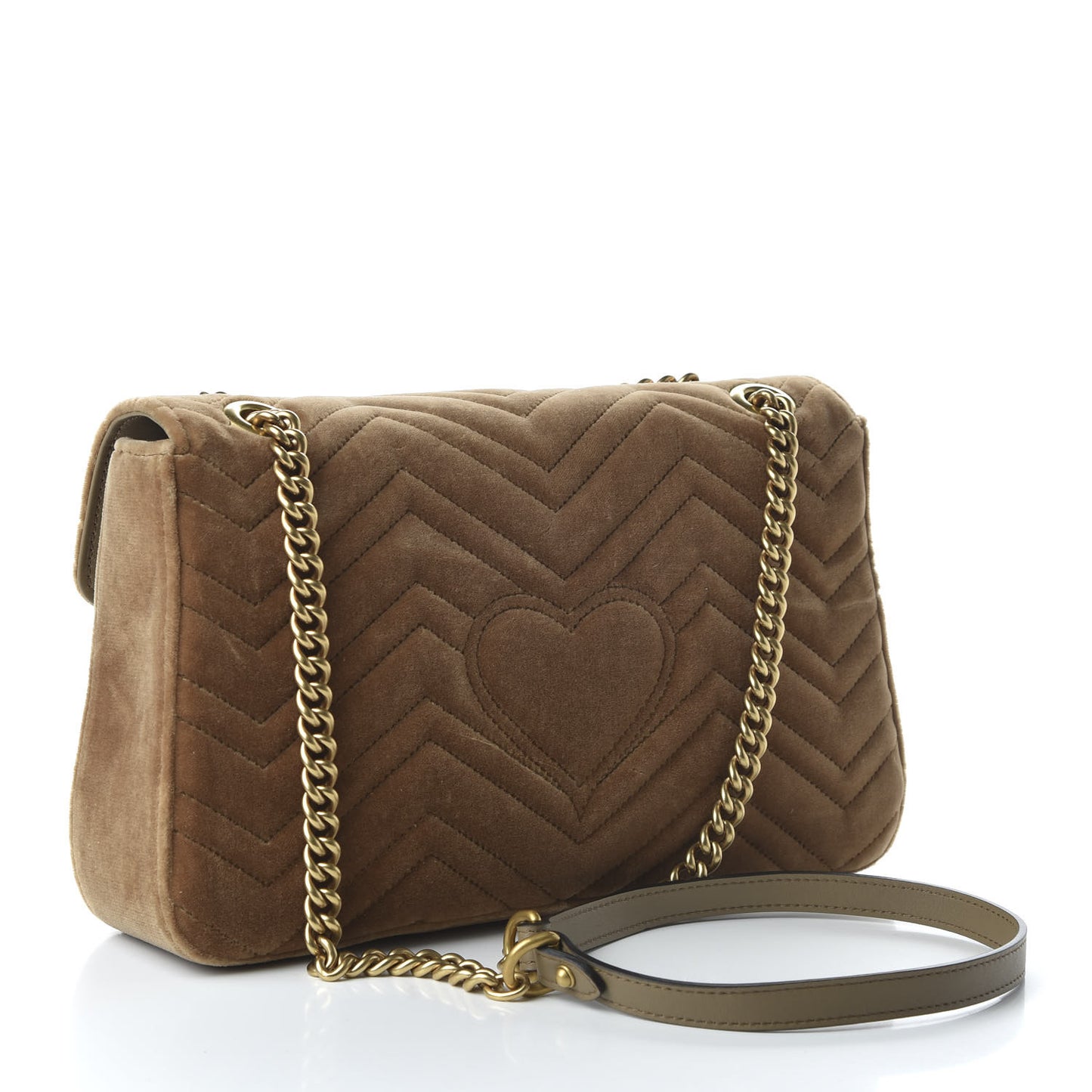 Velvet Matelasse Medium GG Marmont Shoulder Bag Taupe
