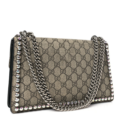 Gucci GG Supreme Monogram Crystal Small Dionysus Shoulder Bag Black 3 of 10