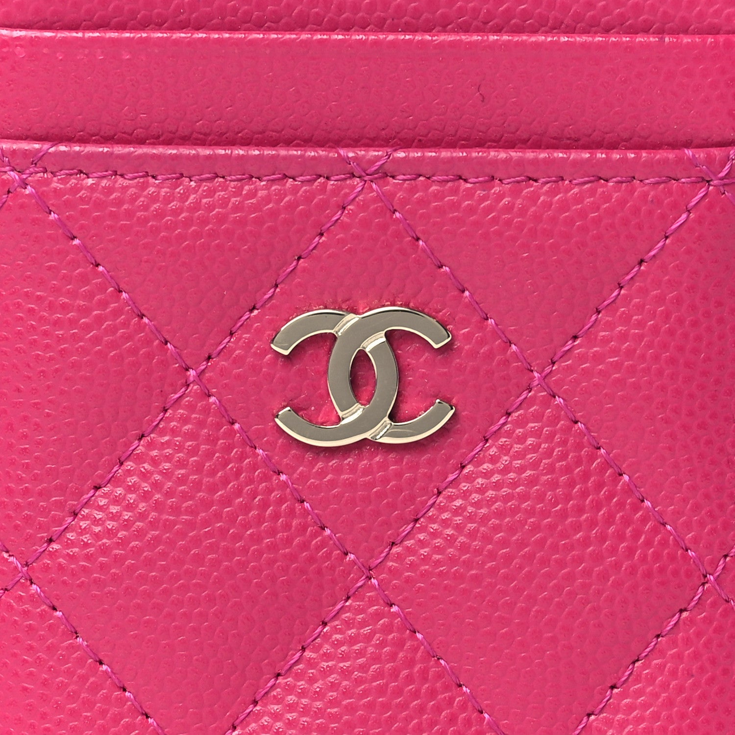 Chanel Caviar Quilted Zip Card Holder Fuchsia 8 of 8