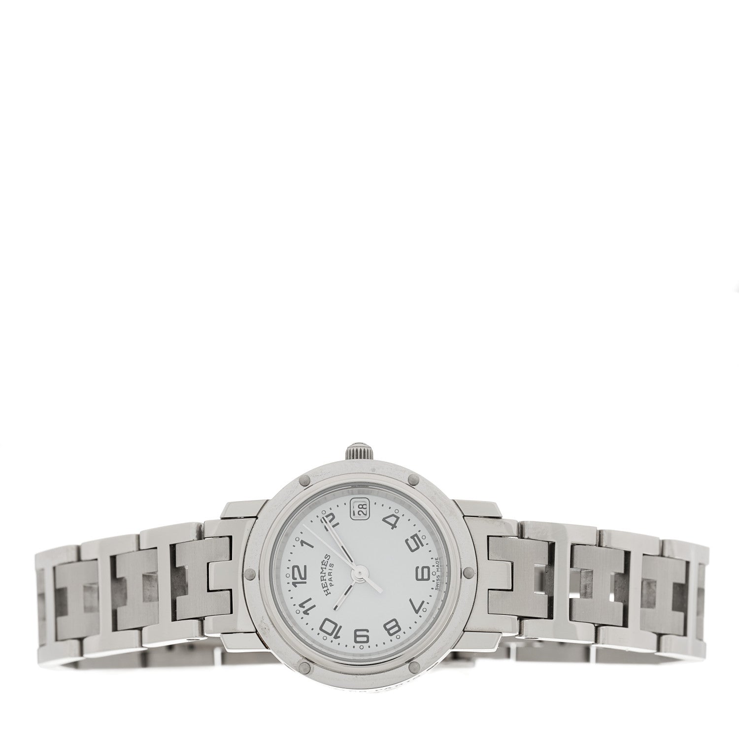 Hermes Stainless Steel 24mm Clipper Quartz Watch White 2 of 5