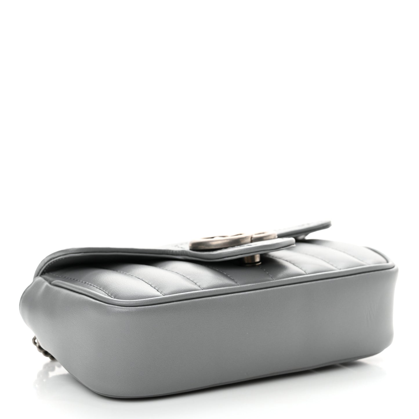 Calfskin Matelasse Aria Super Mini GG Marmont Shoulder Bag Deep Grey