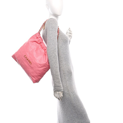 Chanel Shiny Calfskin Quilted Chanel 22 Drawstring Bag Coral Pink 2 of 11