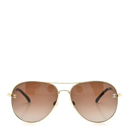 Chanel Aviator Polarized CC Sunglasses 4189-T-Q Gold 2 of 8