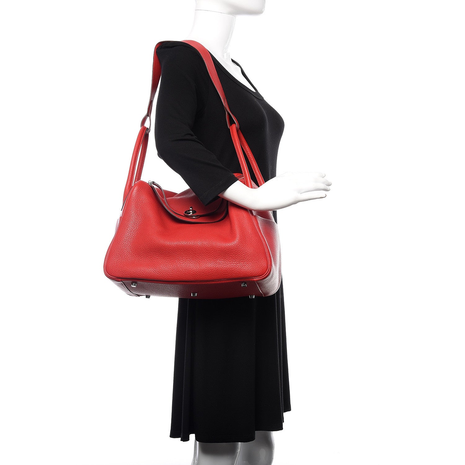 Hermes Taurillon Clemence Lindy 34 Rouge Casaque 2 of 10