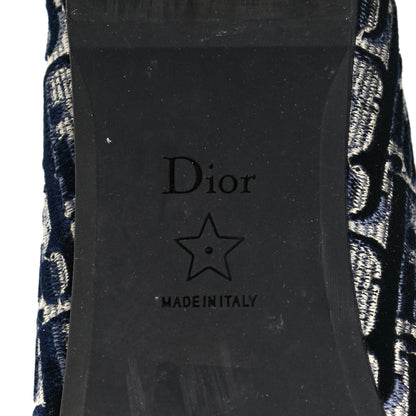 Christian Dior Velvet Oblique Poeme Laced Ballerina Flats 38 Blue 7 of 8