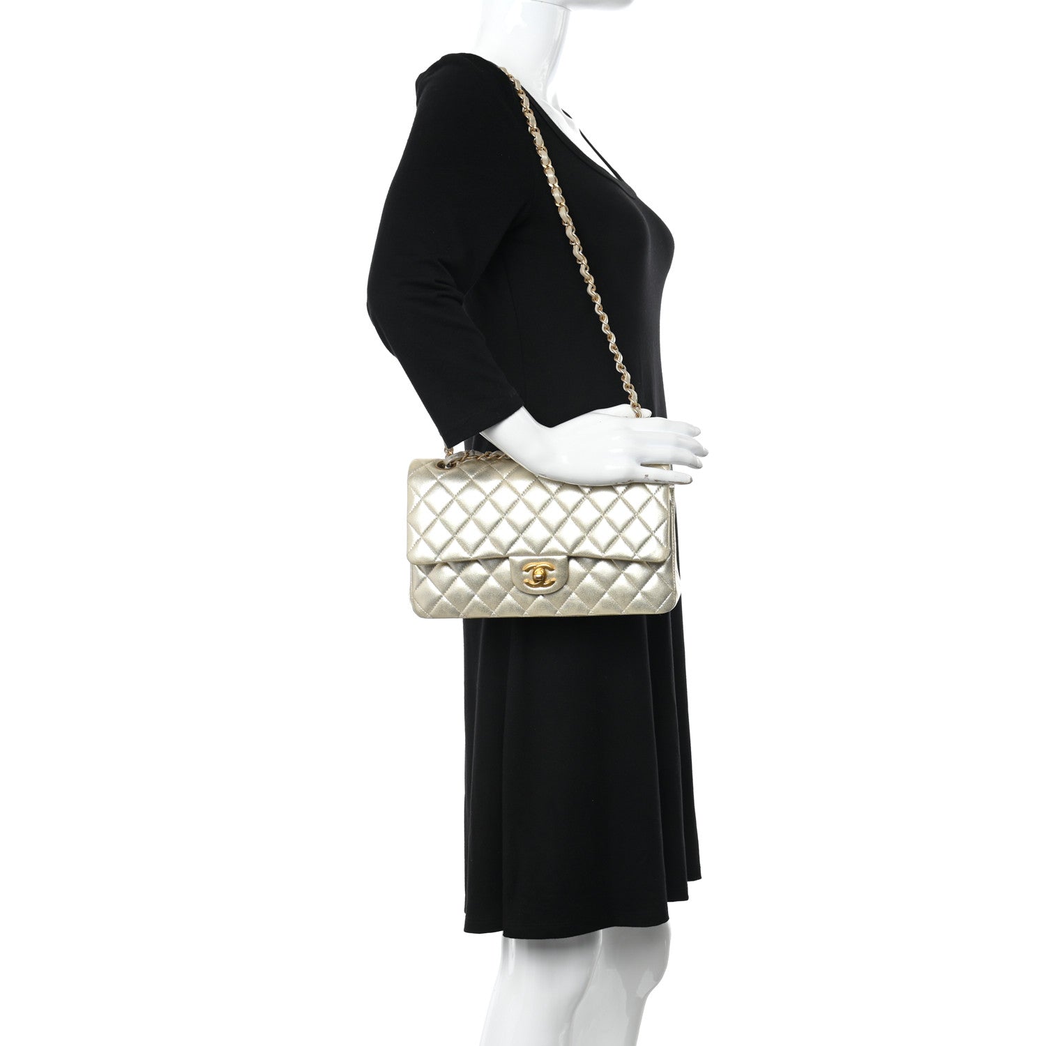 Chanel Metallic Lambskin Quilted Medium Double Flap Gold 2 of 11