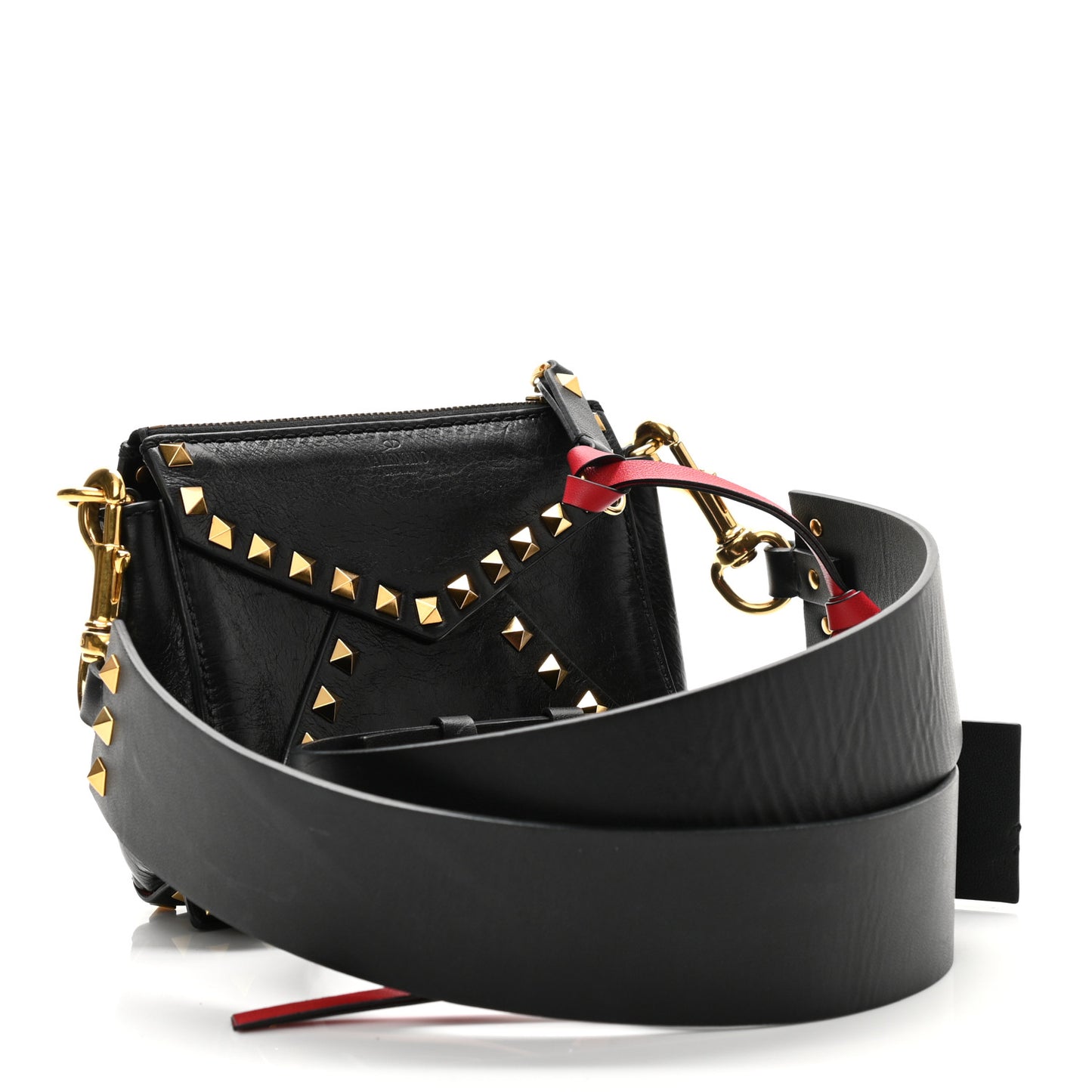 Grainy Calfskin Small Rockstud Hype Shoulder Bag Black