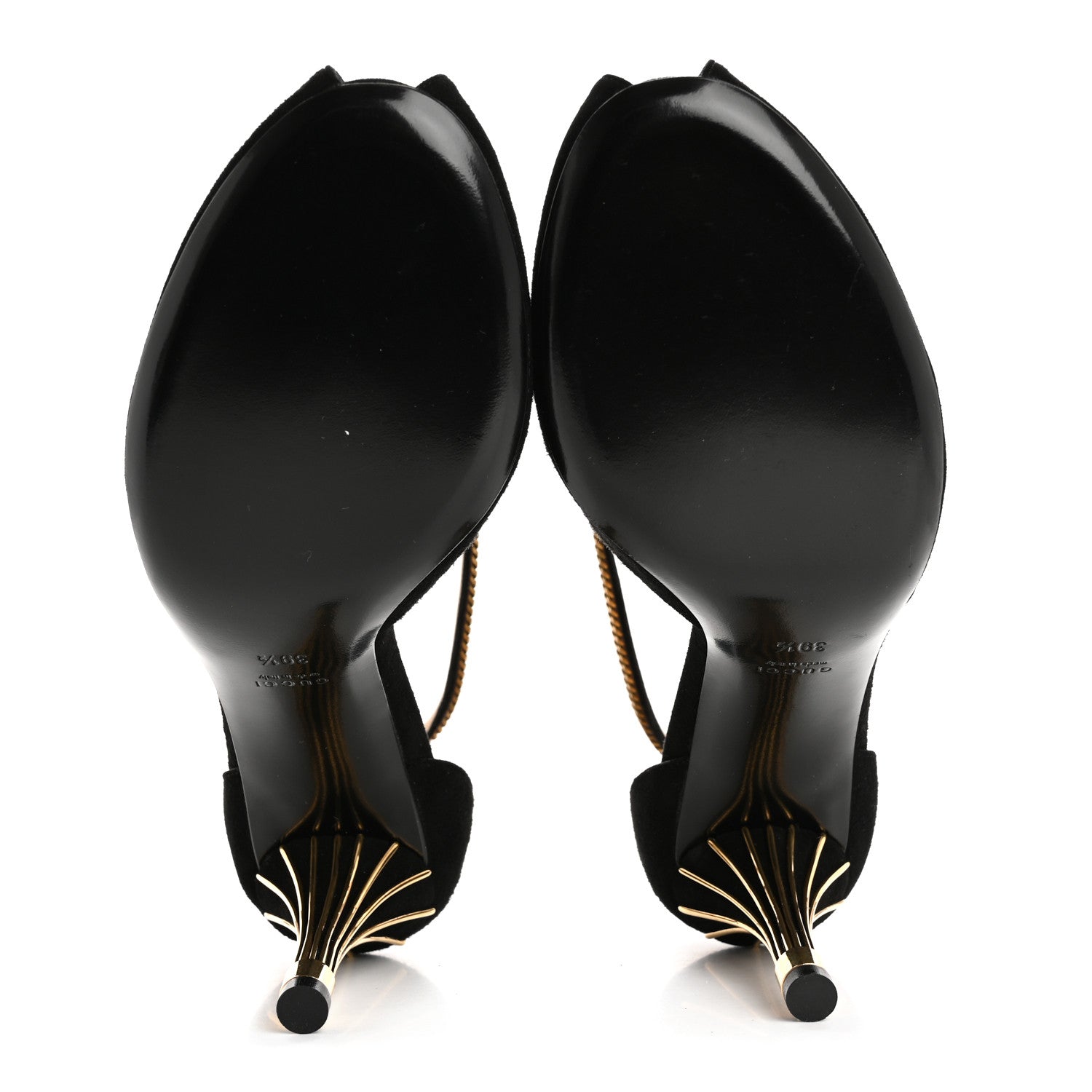 Gucci Kid Scamosciato Ankle Chain Pump 39.5 Black 6 of 8