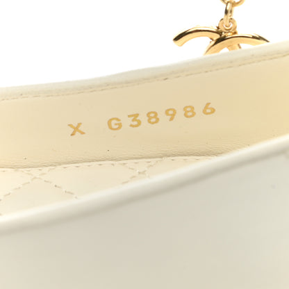 Chanel Lambskin Patent Calfskin Cap Toe Ankle Chain Ballerina Flats 38 White Black 7 of 8