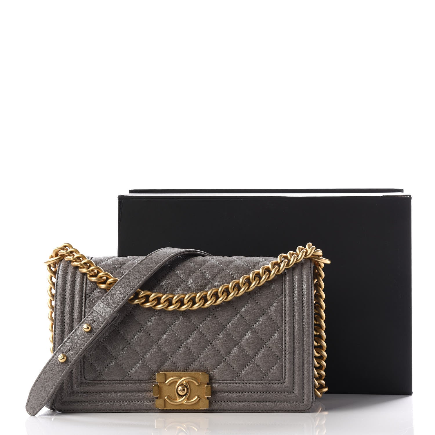 Chanel Caviar Quilted Medium Boy Flap Grey 12 of 12