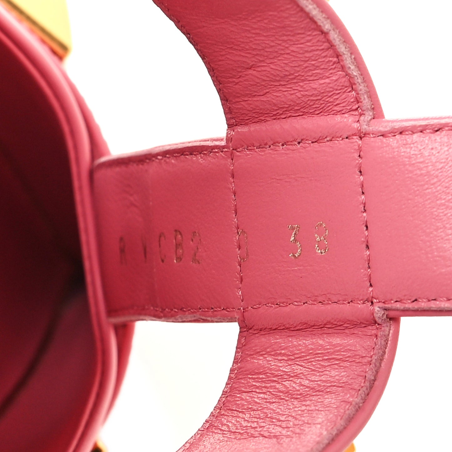 Calfskin Roman Stud Ankle Strap 80mm Pumps 38 Flamingo Pink