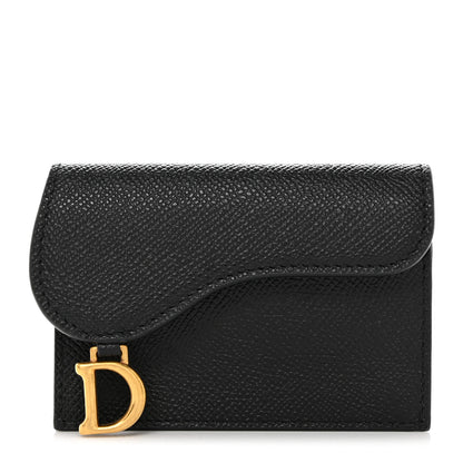 Christian Dior Grained Calfskin Saddle Card Holder Black 1 of 7