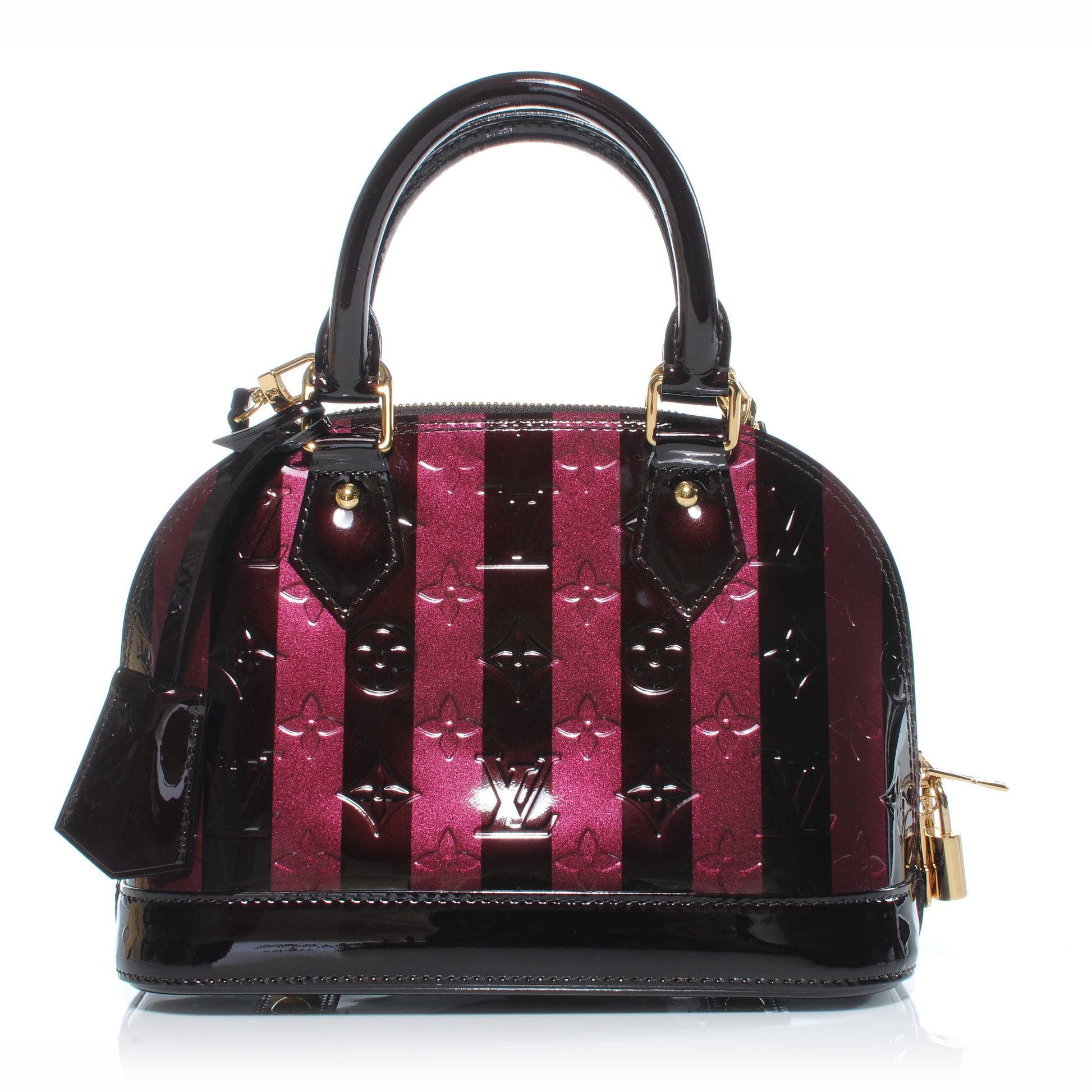 Louis Vuitton Vernis Rayures Alma BB Amarante 1 of 7