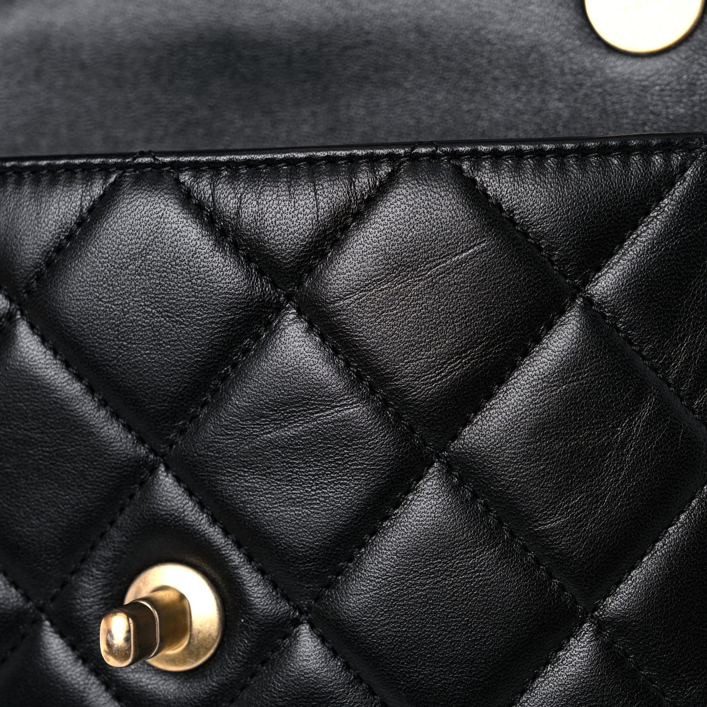 Lambskin Quilted Small Side Note Flap Black