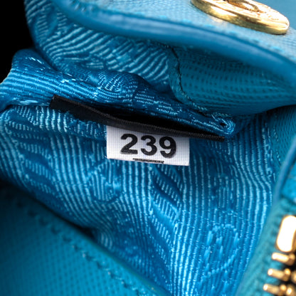 Prada Saffiano Lux Micro Galleria Double Zip Tote Turchese 9 of 9