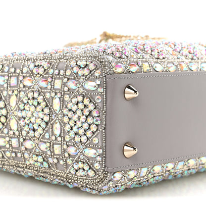 Christian Dior Calfskin Satin Celestial Bead Embroidery Embroidered Small Lady Dior Grey Multicolor 9 of 10