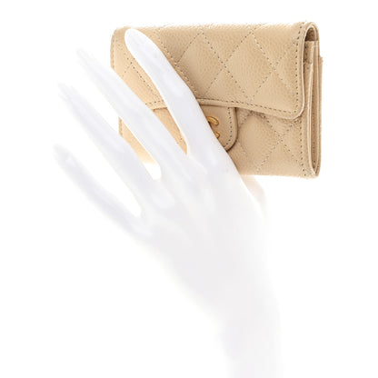 Chanel Caviar Quilted Flap Card Holder Wallet Beige 2 of 9
