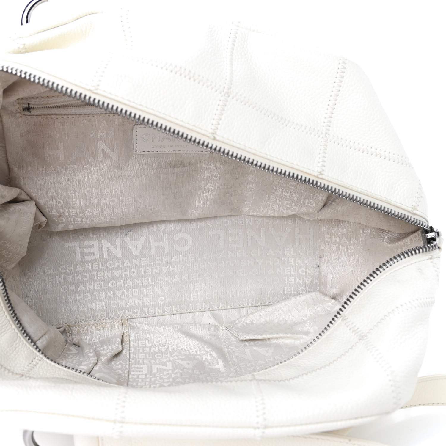 Chanel Caviar Square Stitched Bowler White 5 of 12