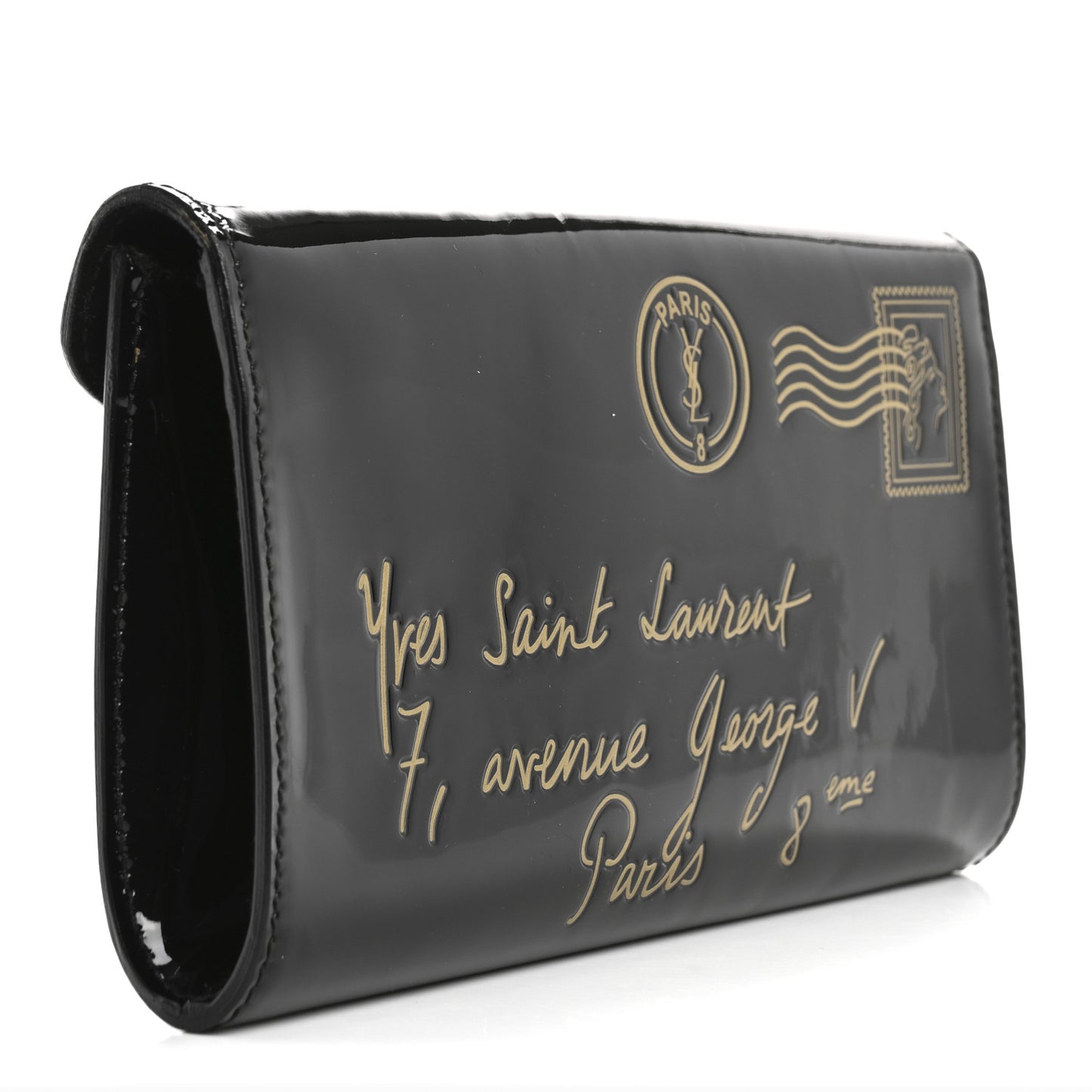 Patent Y-Mail Zip Around Wallet Black